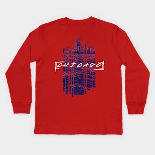 Graphic Chicago Skyline Kids Long Sleeve T-Shirt